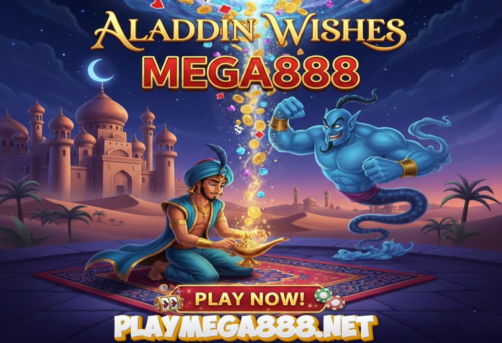 aladdin wishes mega888 slot game banner